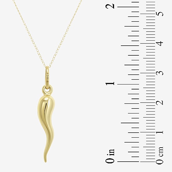 Italian Horn Unisex Adult 10K Gold 18 Inch Pendant Necklace