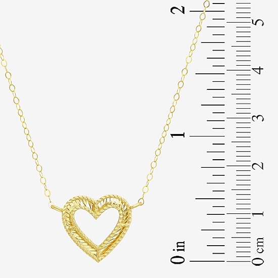 Womens 10K Gold Heart 16 Inch Pendant Necklace