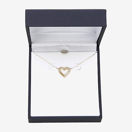 Womens 10K Gold Heart 16 Inch Pendant Necklace