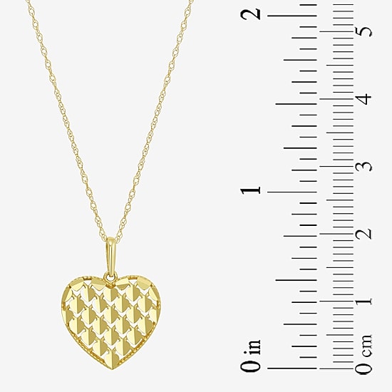 Womens 10K Gold Heart 18 Inch Pendant Necklace