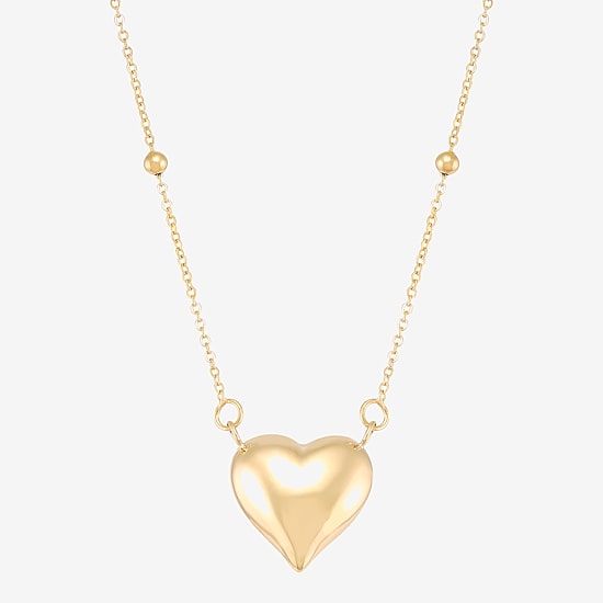 Gold Addiction Womens 10K Gold Heart 17 Inch Pendant Necklace