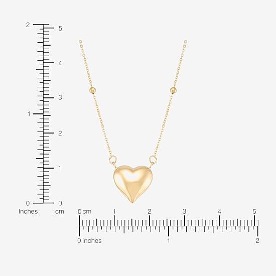 Gold Addiction Womens 10K Gold Heart 17 Inch Pendant Necklace