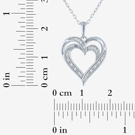 Yes, Please! (G-H / Si2-I1) Womens Diamond Accent Lab Grown White Diamond Sterling Silver Heart 18 Inch Pendant Necklace