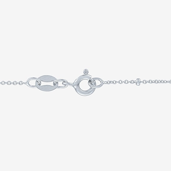 Yes, Please! Womens Lab Created White Sapphire Sterling Silver Heart 16 Inch Pendant Necklace