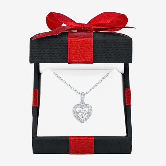 Yes, Please! Womens Lab Created White Sapphire Dancing Heart Pendant
