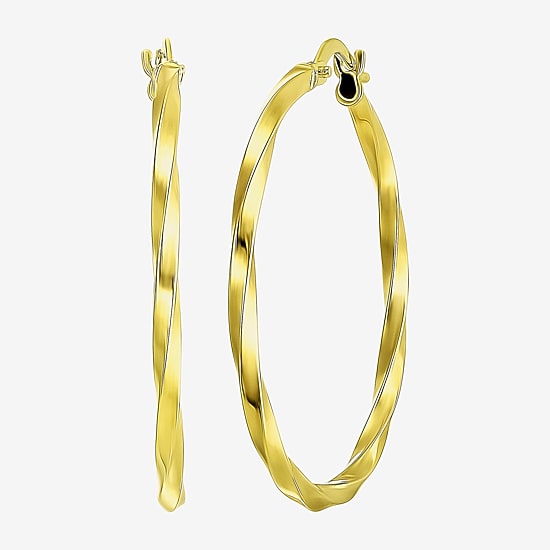 Made in Italy Womens 10K Gold 28mm Round Hoop Earrings