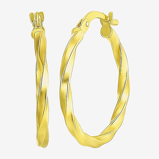 Made in Italy Womens 14K Gold 18mm Round Hoop Earrings