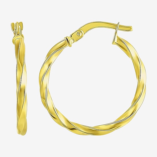 Made in Italy Womens 14K Gold 18mm Round Hoop Earrings