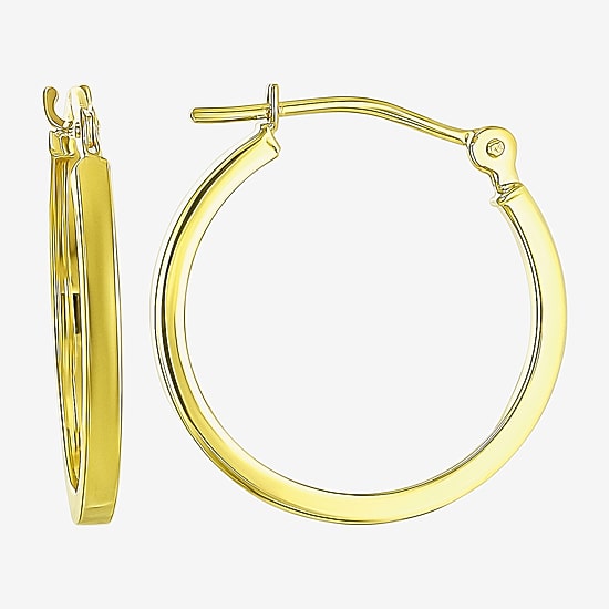 Womens 10K Gold 18mm Round Hoop Earrings