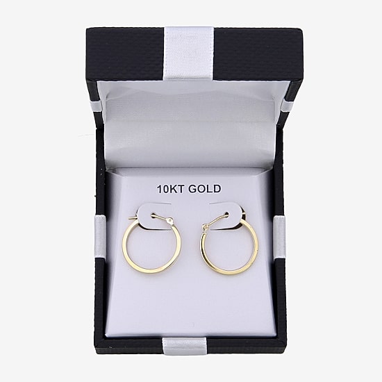 Womens 10K Gold 18mm Round Hoop Earrings