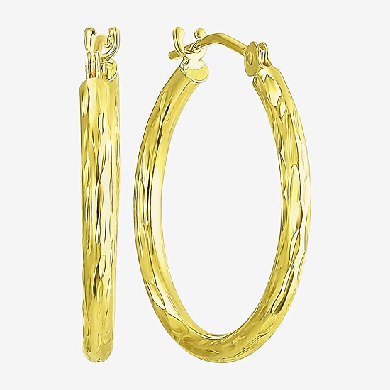Womens 10K Gold 20mm Round Hoop Earrings