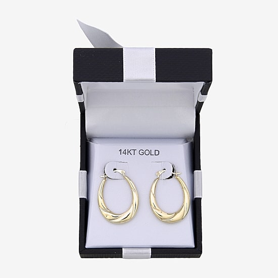 Womens 14K Gold 19mm Oval Hoop Earrings