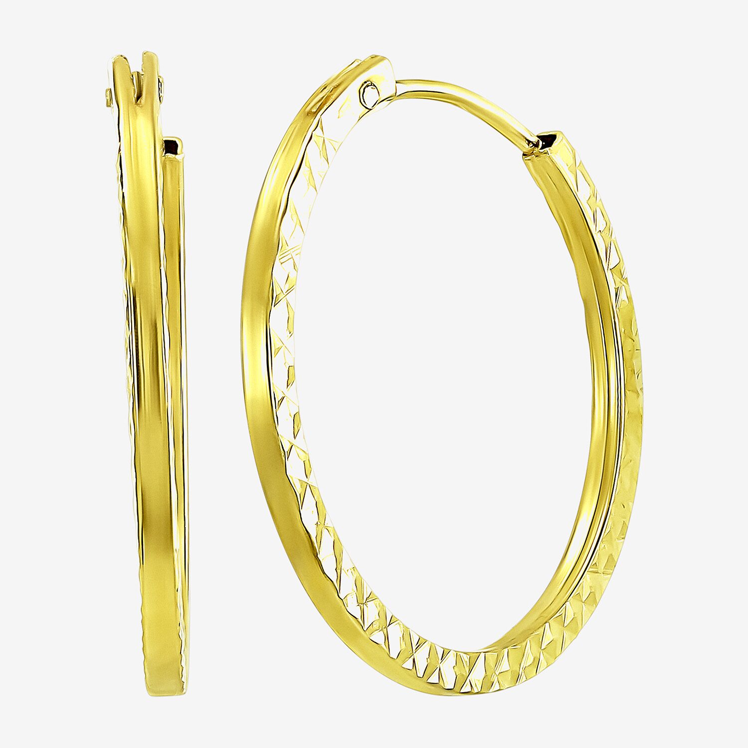 Womens 14K Gold 15mm Hoop Earrings