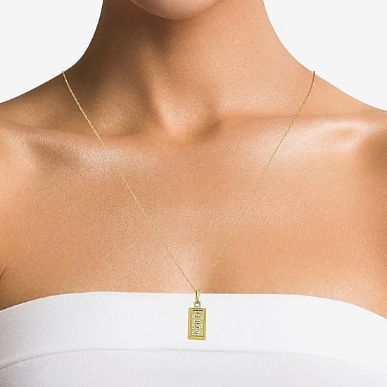 Unisex Adult 14K Gold Bar Pendant