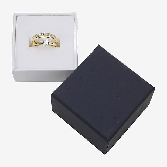 Silver Addiction Womens Cubic Zirconia 14K Gold Over Silver Solitaire Ring Set