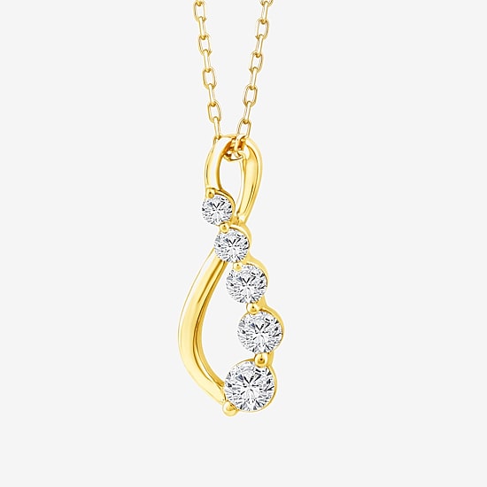 (F / Si2) Womens 1/3 CT. T.W. Lab Grown White Diamond 14K Gold Over Silver 18 Inch Pendant Necklace