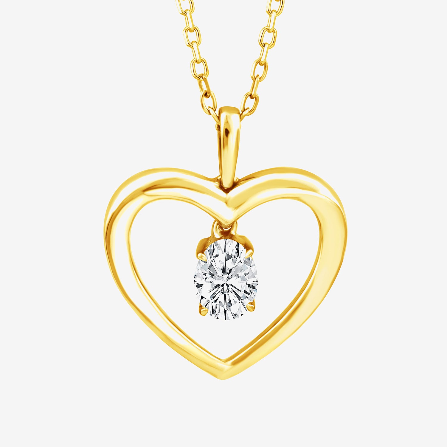 F / Si2) Womens 1/ CT. T.W. Lab Grown White Diamond 14K Gold Over Silver Heart 18 Inch Pendant Necklace