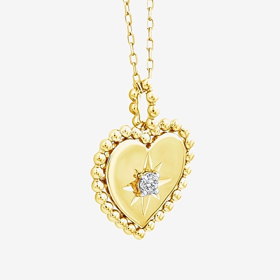 (F / Si2) Womens 1/10 CT. T.W. Lab Grown White Diamond 14K Gold Over Silver Heart 18 Inch Pendant Necklace