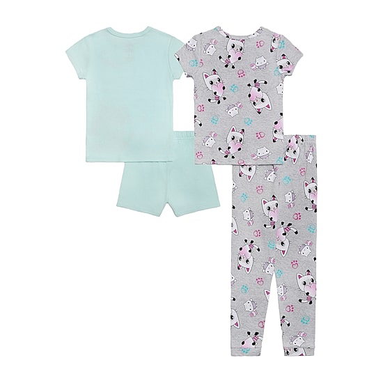 Little & Big Kid Girls Gabby's Dollhouse Crew Neck Short Sleeve 4-pc. Pajama Set