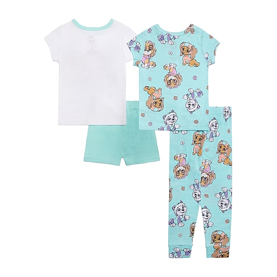 Toddler Girls Paw Patrol Crew Neck Short Sleeve 4-pc. Pajama Set