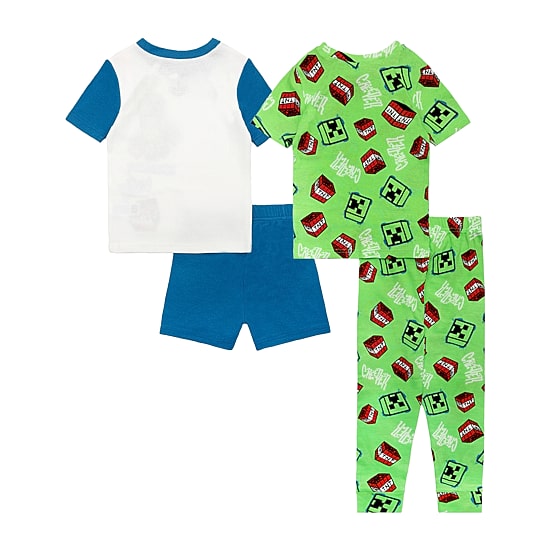 Little & Big Kid Boys Minecraft Crew Neck Short Sleeve 4-pc. Pajama Set