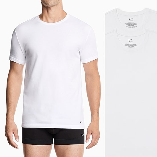 Nike All Day Cotton Stretch Mens 2 Pack Short Sleeve Crew Neck Moisture Wicking T-Shirt