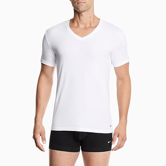 Nike All Day Cotton Stretch Mens 2 Pack Short Sleeve V Neck Moisture Wicking T-Shirt