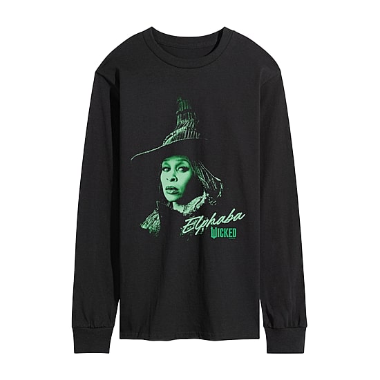 Mens Crew Neck Long Sleeve Regular Fit Wicked Graphic T-Shirt