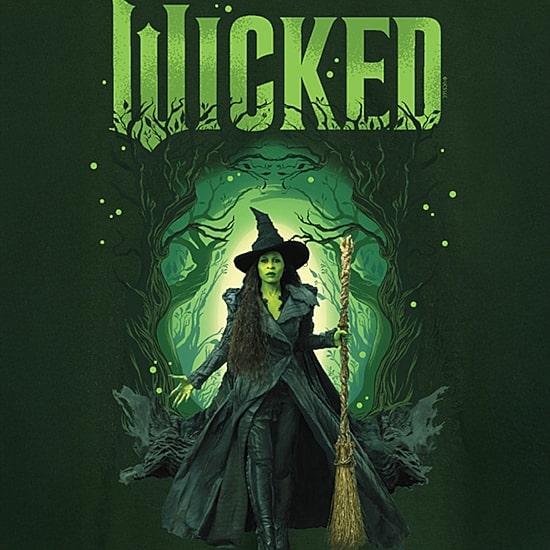 Mens Round Neck Long Sleeve Regular Fit Wicked Graphic T-Shirt