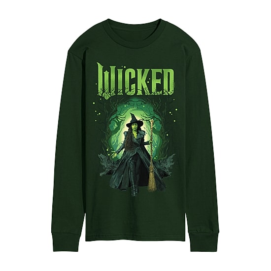 Mens Round Neck Long Sleeve Regular Fit Wicked Graphic T-Shirt