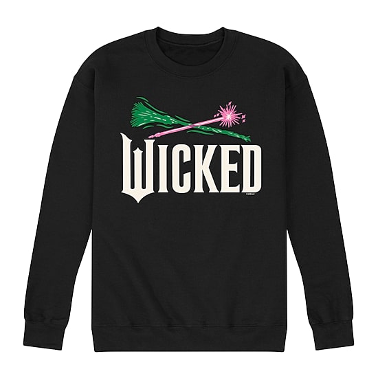 Mens Round Neck Long Sleeve Regular Fit Wicked Graphic T-Shirt