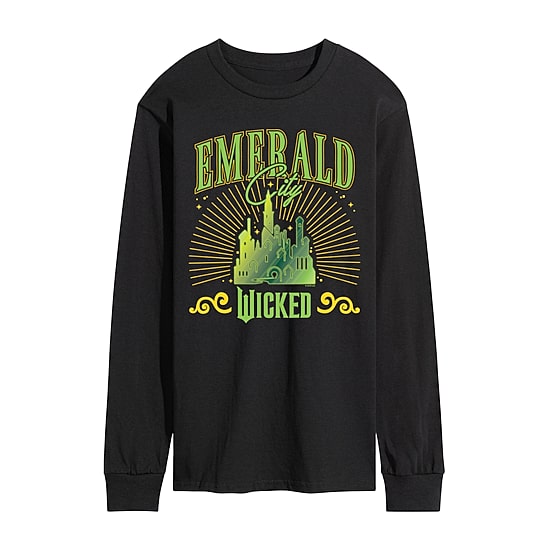 Mens Crew Neck Long Sleeve Regular Fit Wicked Graphic T-Shirt