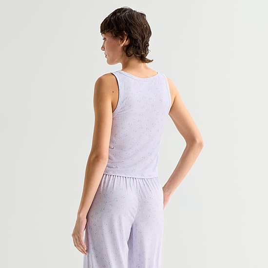 Arizona Body Cloud Kissed Womens Henley Neck Sleeveless Juniors Pajama Top