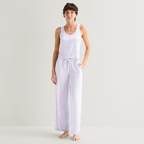 Arizona Body Cloud Kissed Womens Henley Neck Sleeveless Juniors Pajama Top