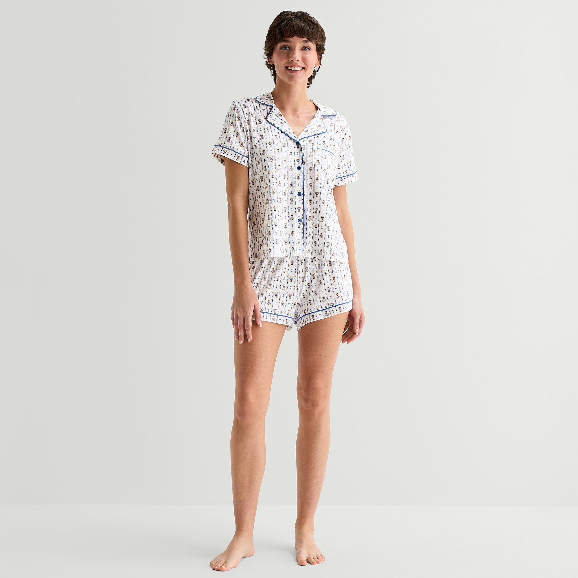 Arizona Body Womens Short Sleeve 2-pc. Juniors Pajama Set