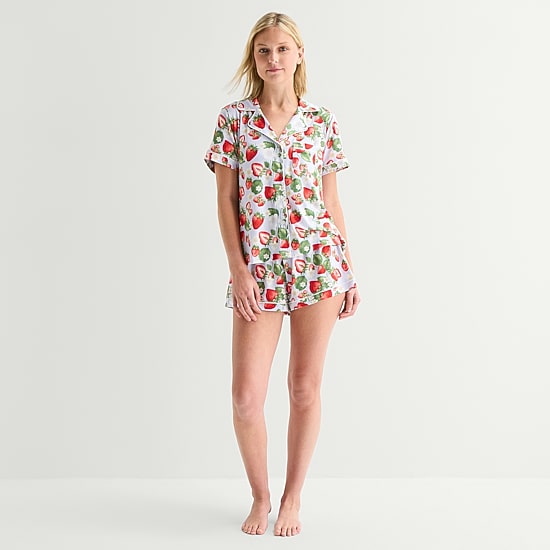 Arizona Body Womens Short Sleeve 2-pc. Juniors Pajama Set