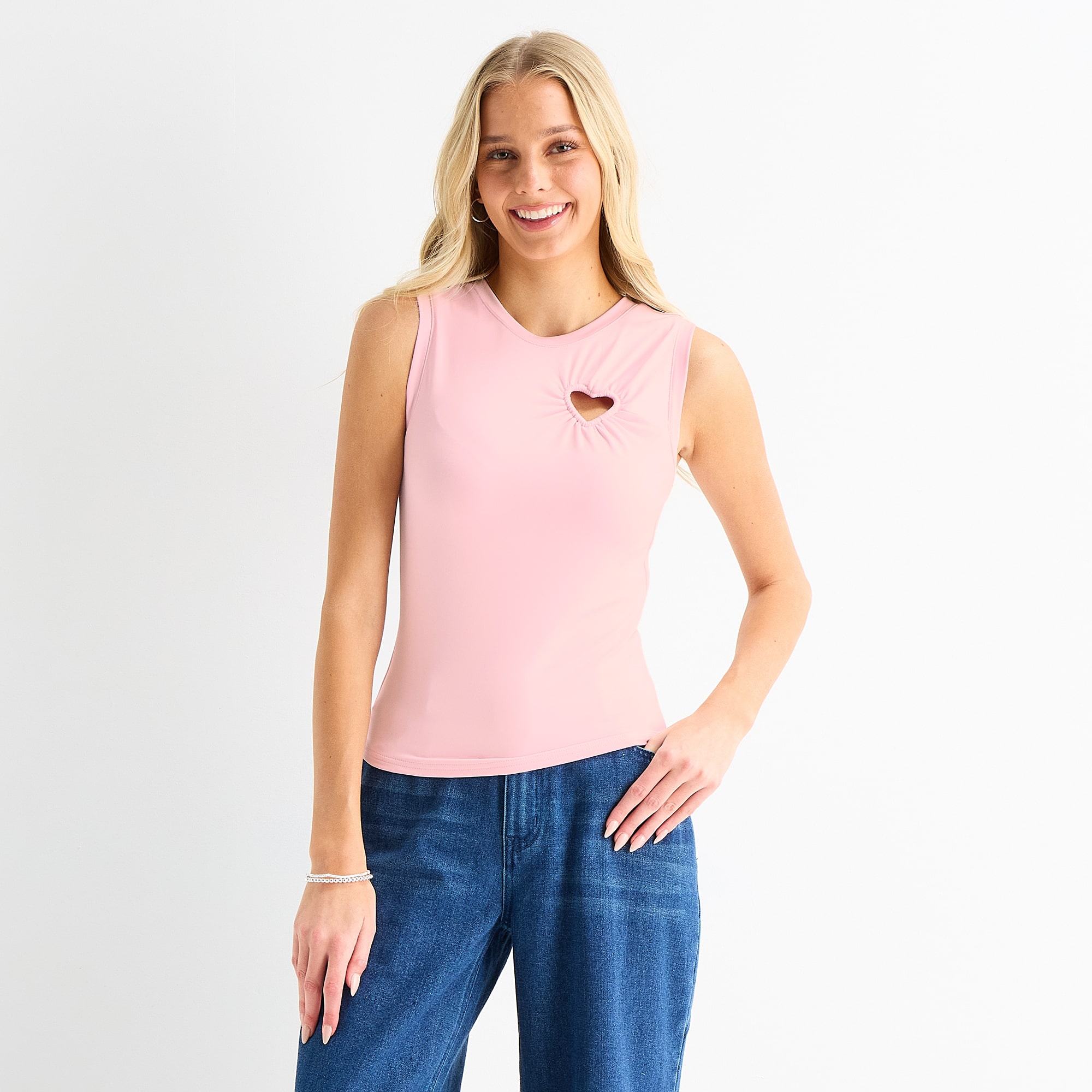 Forever 21 Womens Juniors Crew Neck Sleeveless T-Shirt