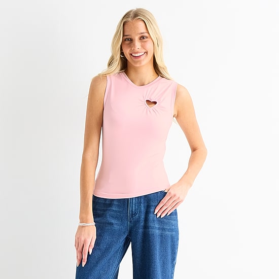 Forever 21 Womens Juniors Crew Neck Sleeveless T-Shirt