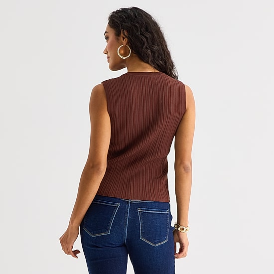 Bold Elements Womens Crew Neck Button Open Front Sweater Vest