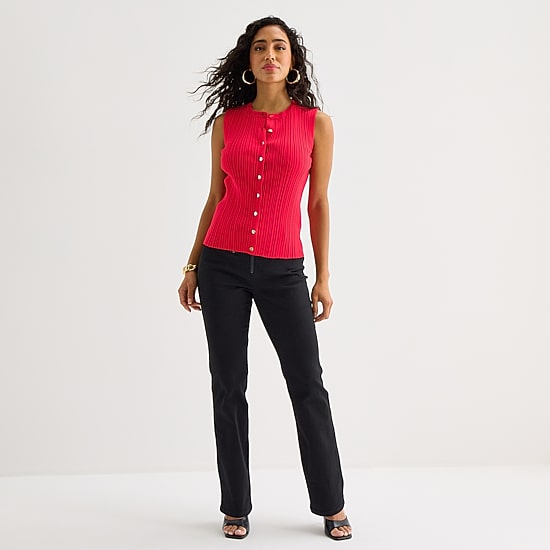 Bold Elements Womens Crew Neck Button Open Front Sweater Vest