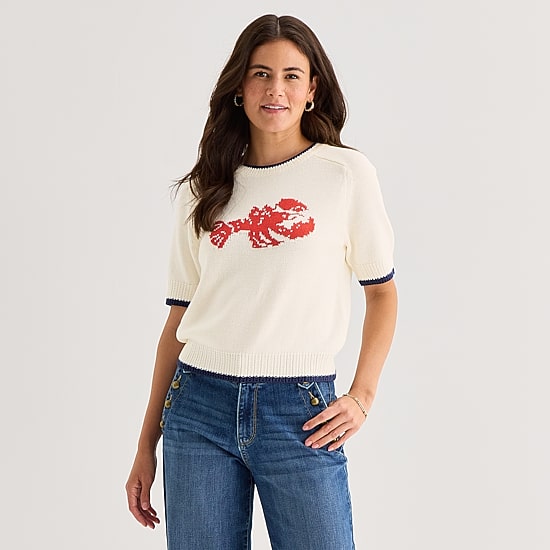 St. John's Bay Womens Crew Neck Elbow Sleeve Pullover Sweater