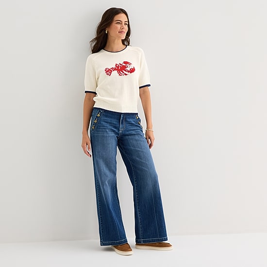 St. John's Bay Womens Crew Neck Elbow Sleeve Pullover Sweater