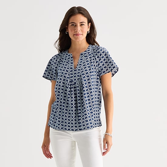St. John's Bay Womens V Neck Short Sleeve Blouse