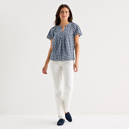 St. John's Bay Womens V Neck Short Sleeve Blouse