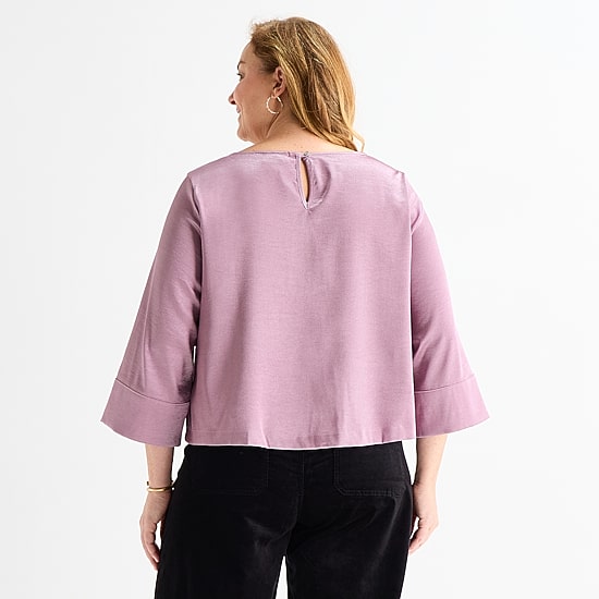 Liz Claiborne Womens Plus Boat Neck 3/4 Sleeve Blouse