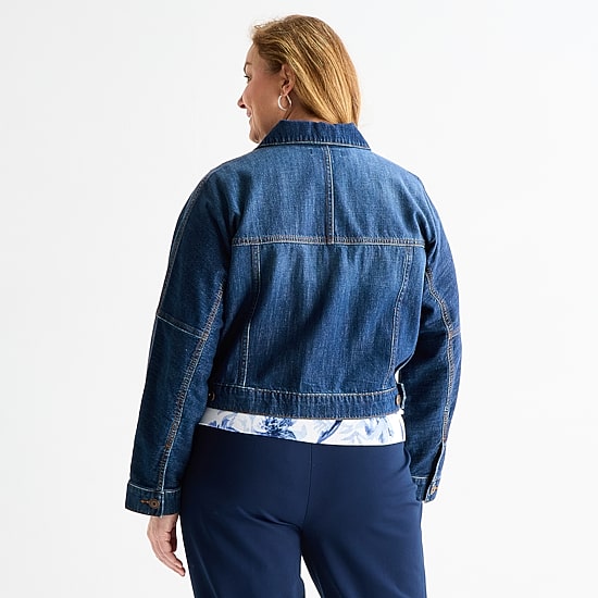 Liz Claiborne Womens Plus Denim Jacket