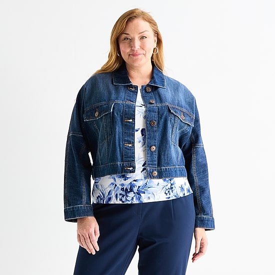 Liz Claiborne Womens Plus Denim Jacket