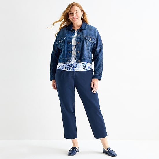 Liz Claiborne Womens Plus Denim Jacket