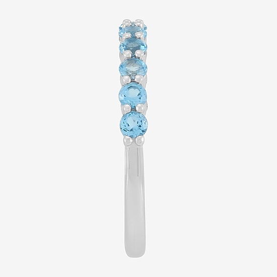 Limited Quantities! Womens 2.5MM Genuine Blue Topaz 14K Gold Band