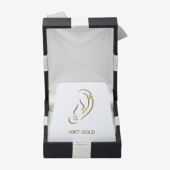 Gold Addiction Womens Cubic Zirconia 10K Gold 3-pc. Earring Set